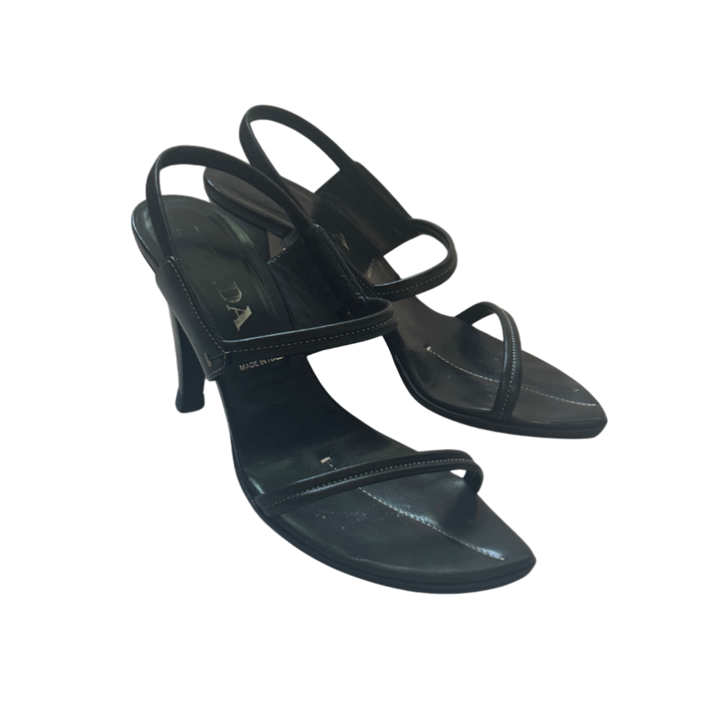 Prada Black Strappy Sandal Heels