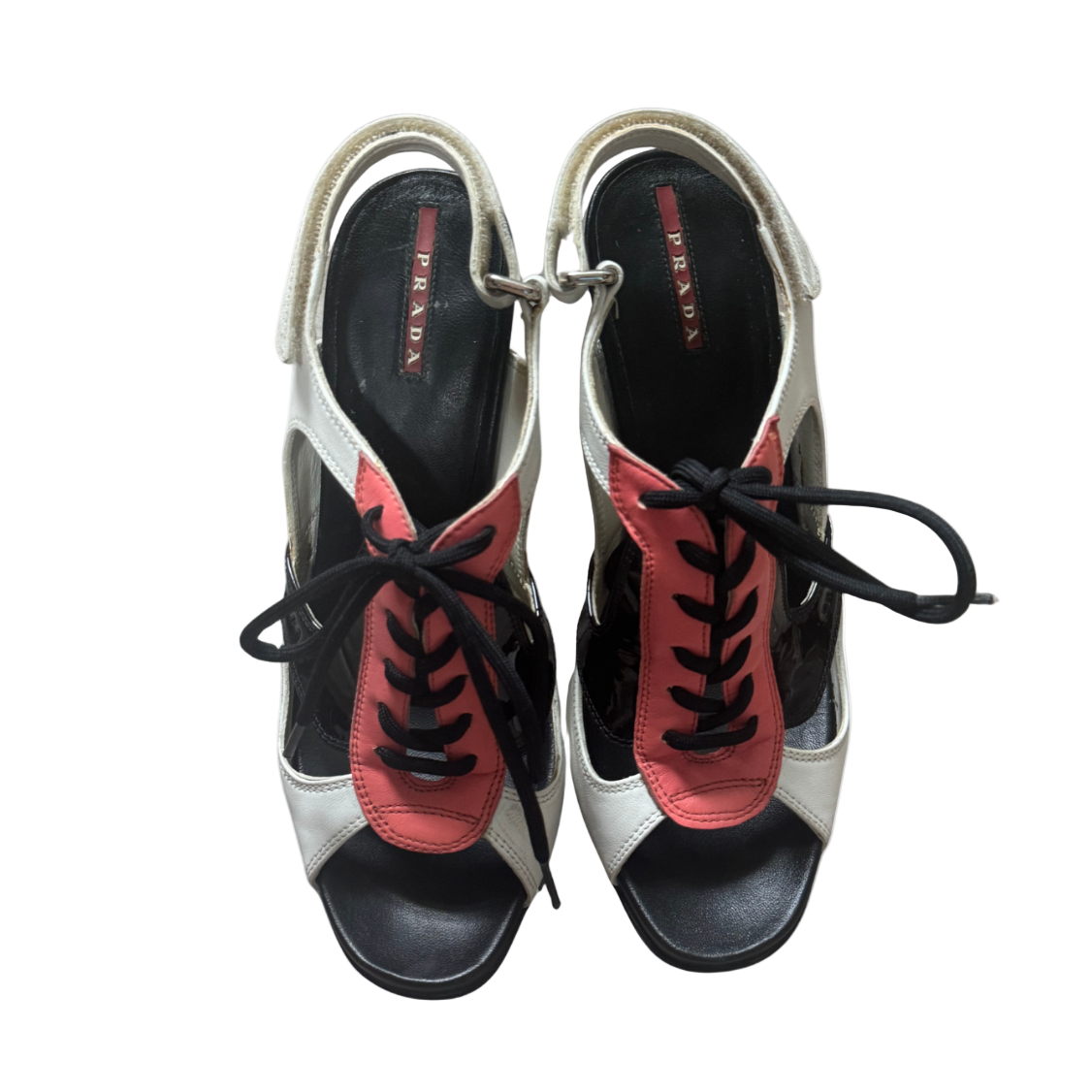 Prada Linea Rossa Leather Lace Up Sneaker Heels