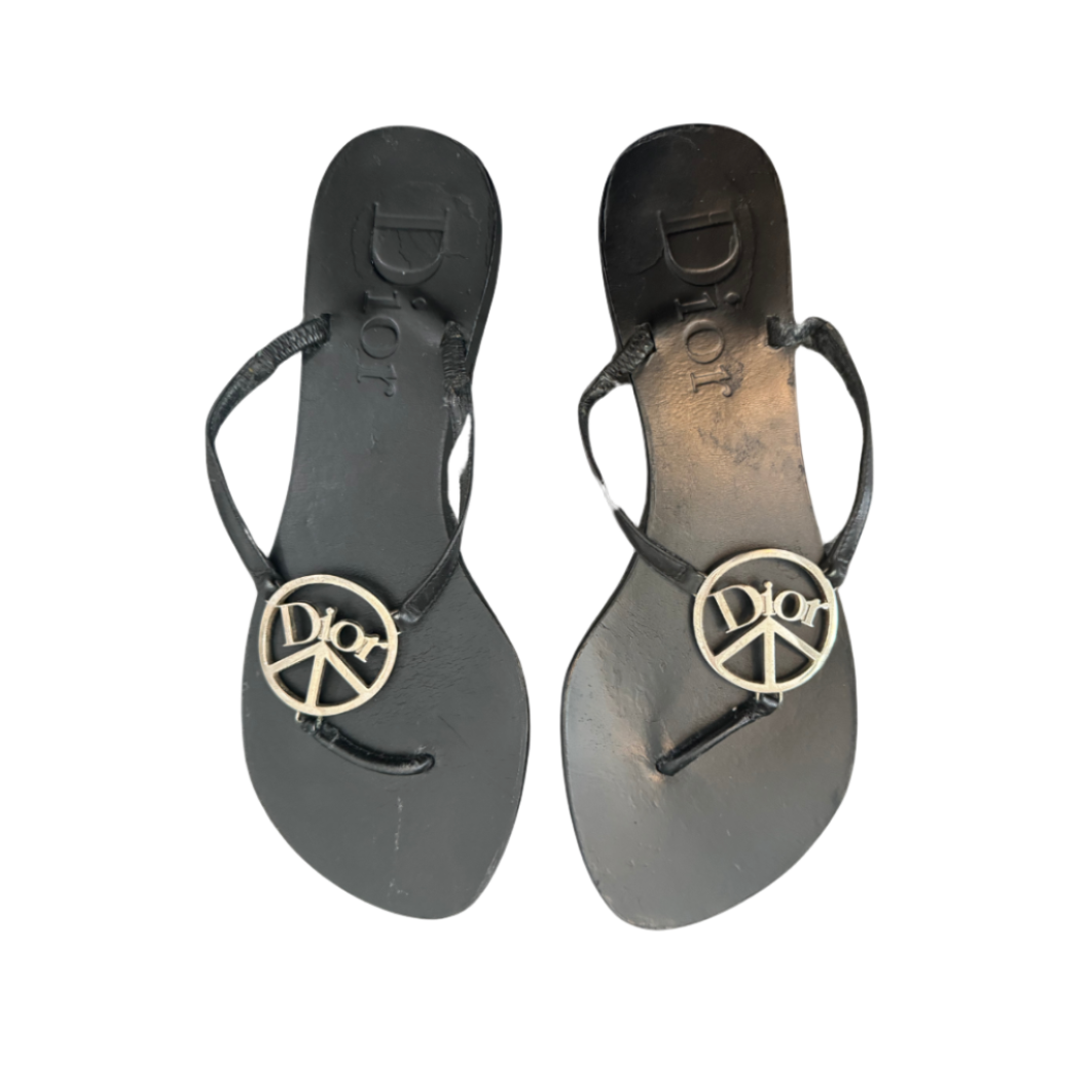 Christian Dior Peace Logo Flip Flops