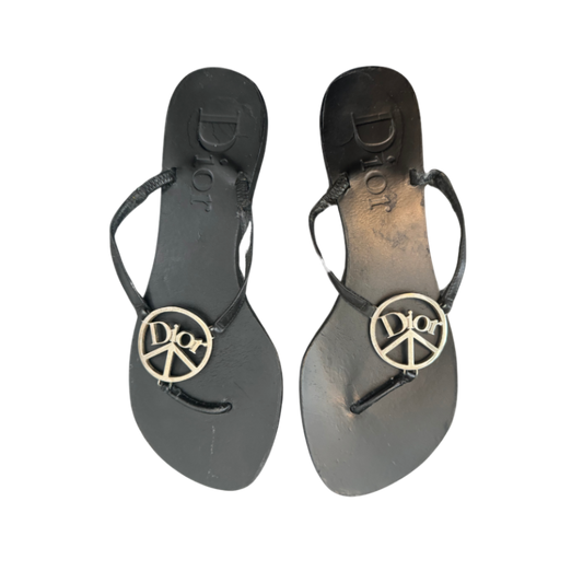 Christian Dior Peace Logo Flip Flops