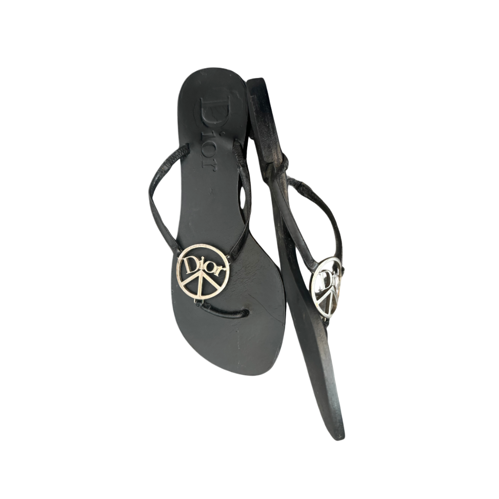 Christian Dior Peace Logo Flip Flops