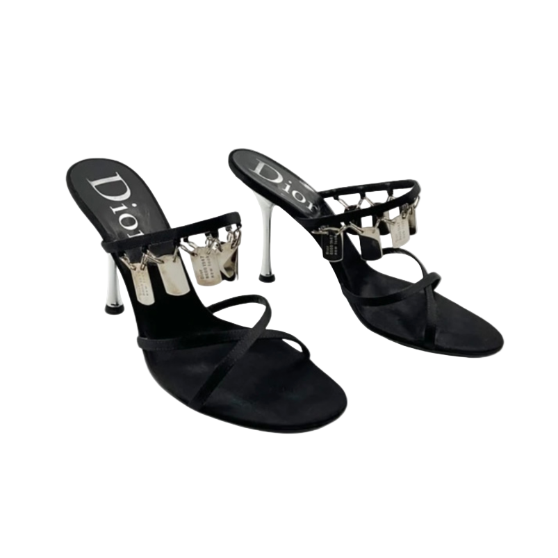 Christian Dior Black Dog Tag Heels