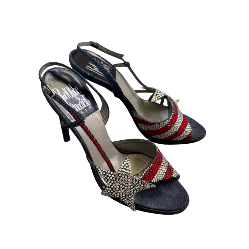 Rodolphe Menudier American Flag Rhinestone Sandal Heels