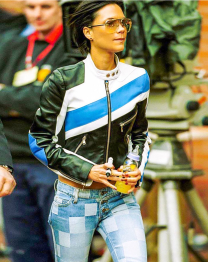 Dolce & Gabbana Blue Leather Jacket