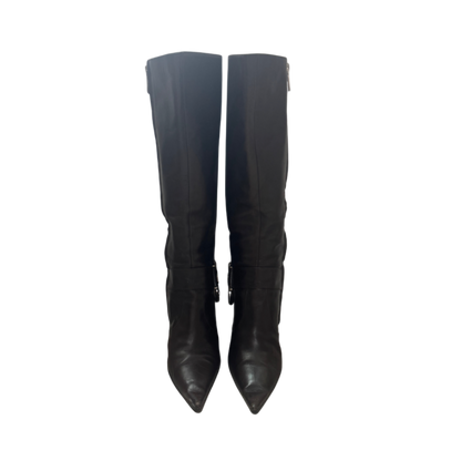 Christian Dior Brown Logo Emblem Long Boots