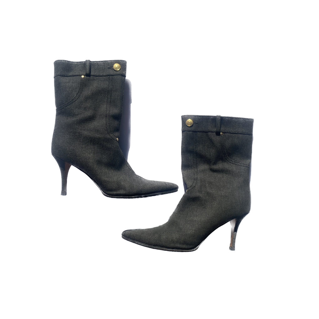 Christian Dior Dark Wash Denim Short Boots