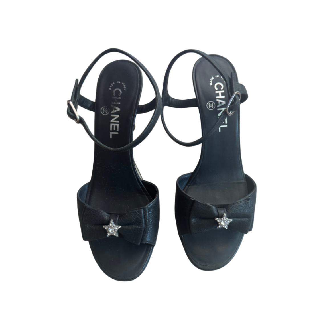 Chanel Black Star Bow Sandals