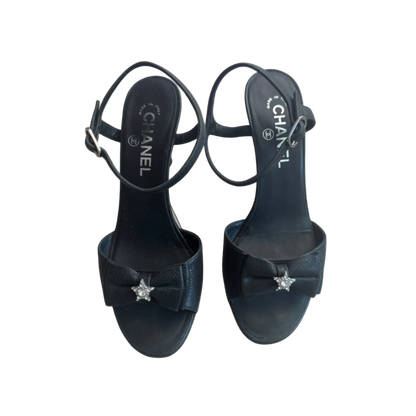 Chanel Black Star Bow Sandals