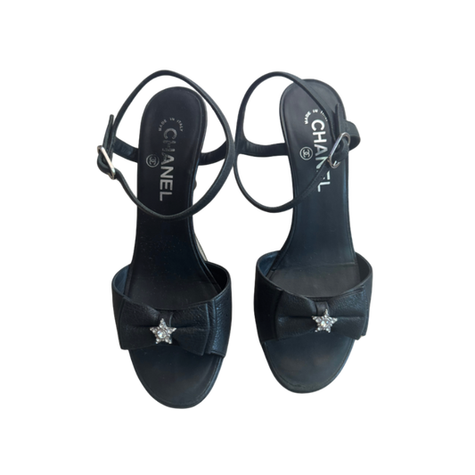Chanel Black Star Bow Sandals