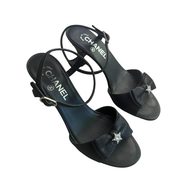 Chanel Black Star Bow Sandals