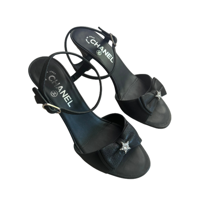 Chanel Black Star Bow Sandals