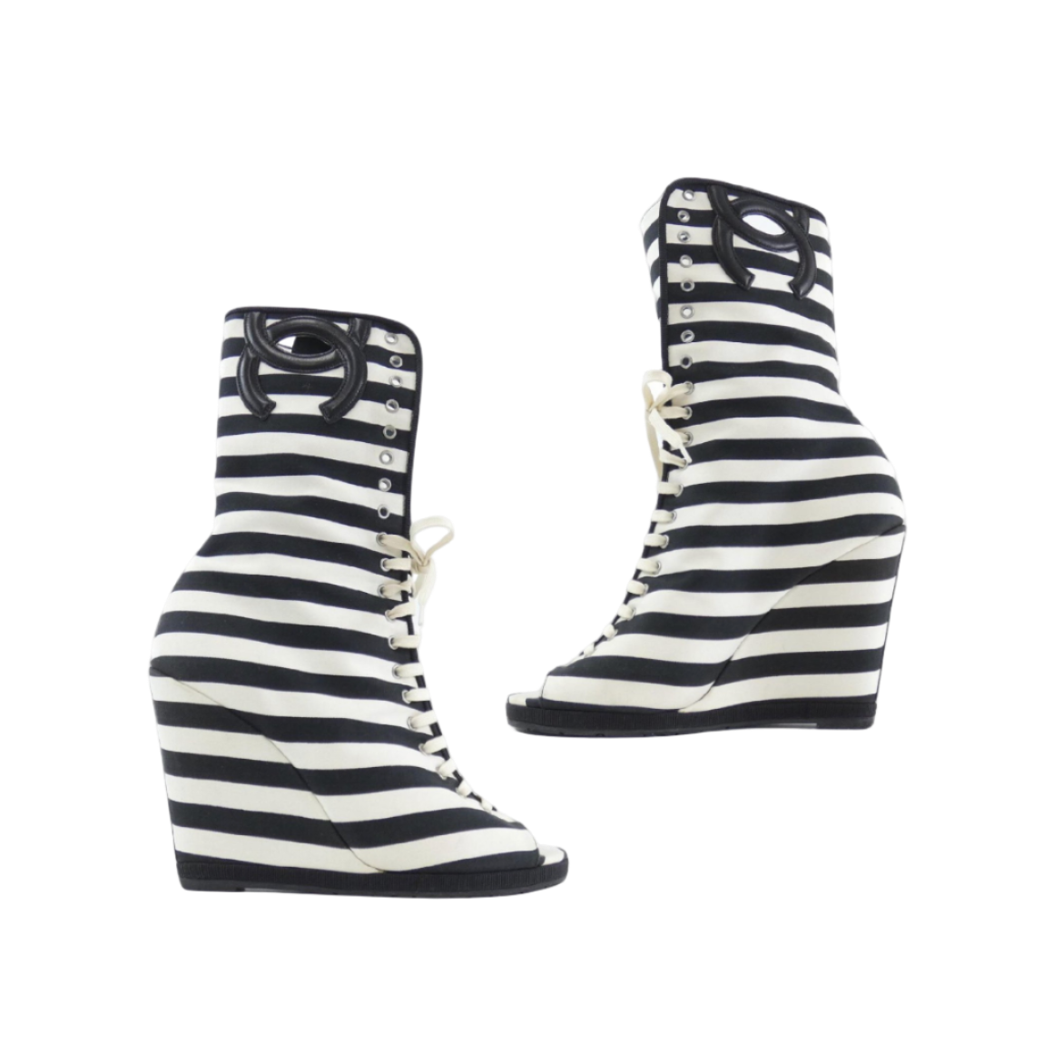 Chanel Cruise Striped Open-Toed Sneaker Boots