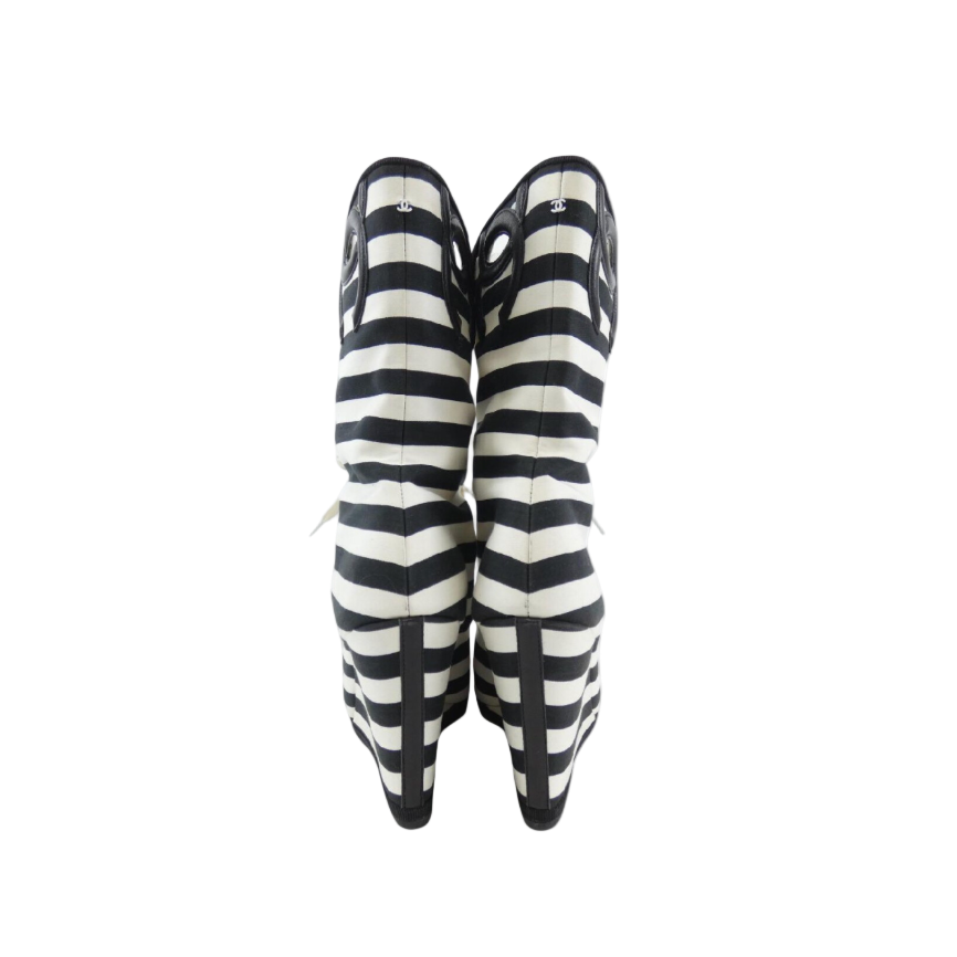 Chanel Cruise Striped Open-Toed Sneaker Boots