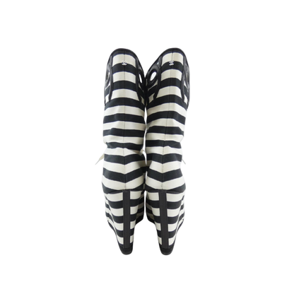 Chanel Cruise Striped Open-Toed Sneaker Boots