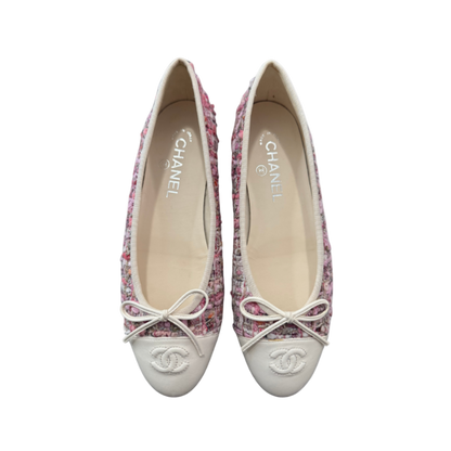 Chanel Pink Tweed Ballet Flats