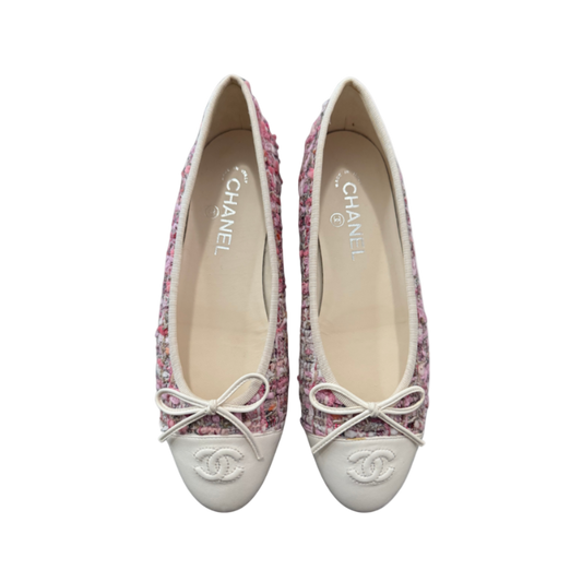 Chanel Pink Tweed Ballet Flats