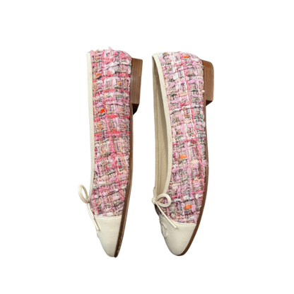 Chanel Pink Tweed Ballet Flats