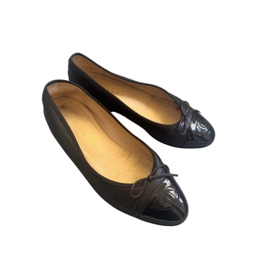 Chanel Black Leather Ballet Flats