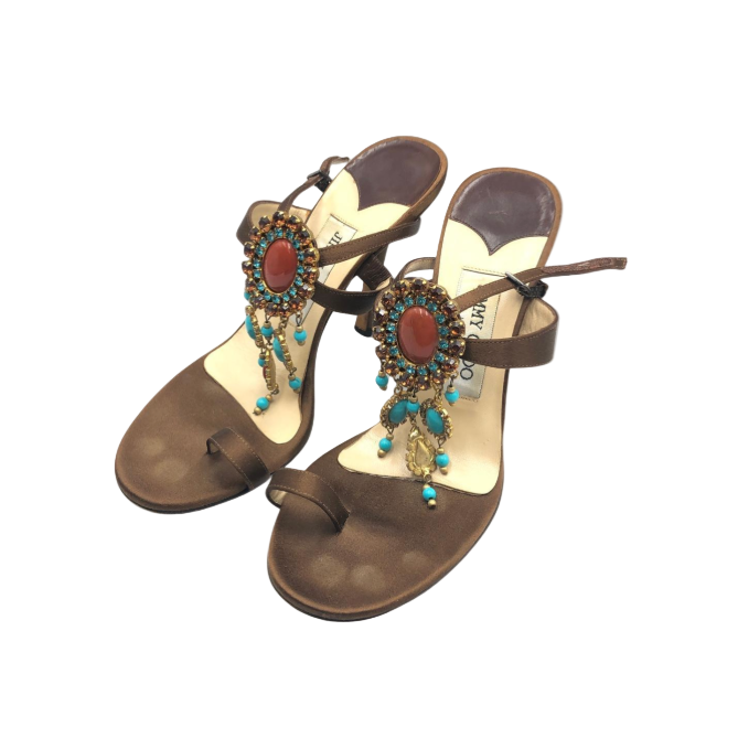 Jimmy Choo Rhinestone Jeweled Toe Strap Sandals