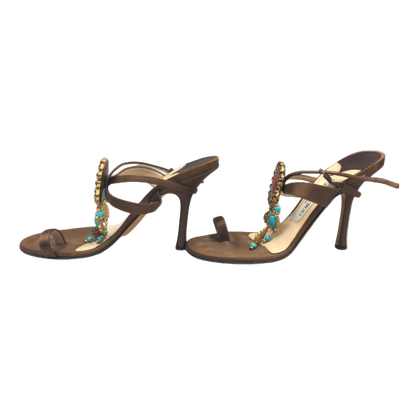 Jimmy Choo Rhinestone Jeweled Toe Strap Sandals