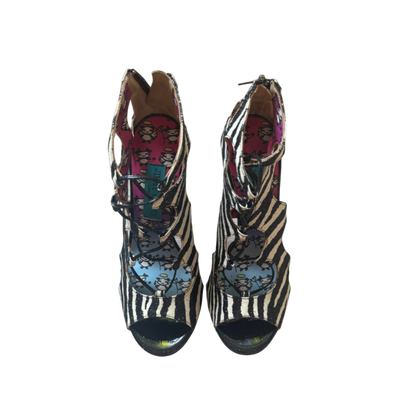 Jimmy Choo Rob Pruitt Zebra Glitter Lace Up Heels