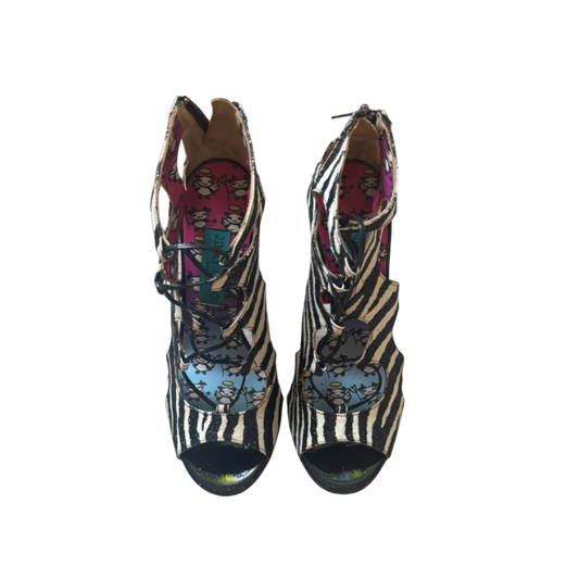 Jimmy Choo Rob Pruitt Zebra Glitter Lace Up Heels