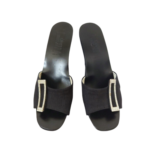 Gianni Versace Rhinestone Detail Mule Block Heels