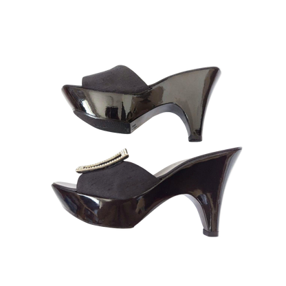 Gianni Versace Rhinestone Detail Mule Block Heels