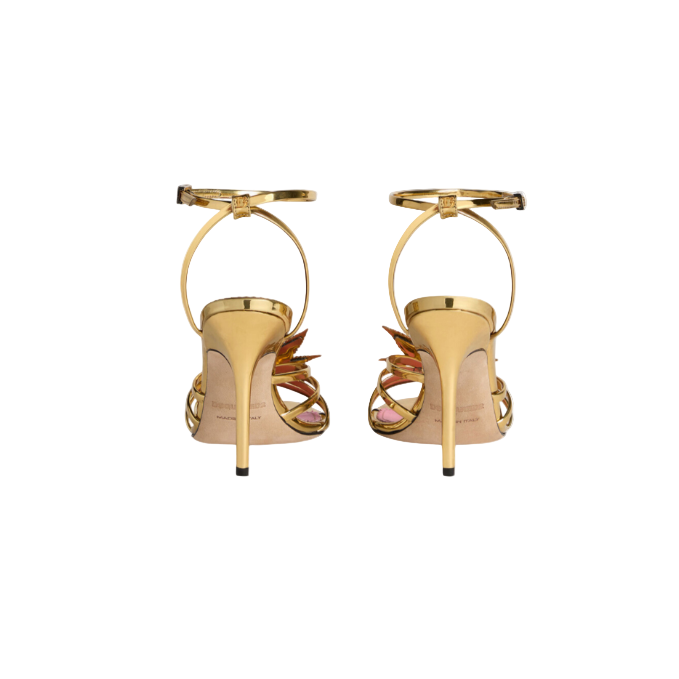 Dsquared² MARIJA Gold Sandals w/ Jewel Leaf