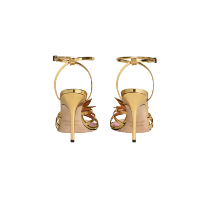 Dsquared² MARIJA Gold Sandals w/ Jewel Leaf