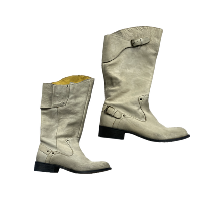 Diesel White Distressed Boots