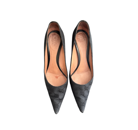 Gucci Logo Pumps w/ Bamboo Style Heel