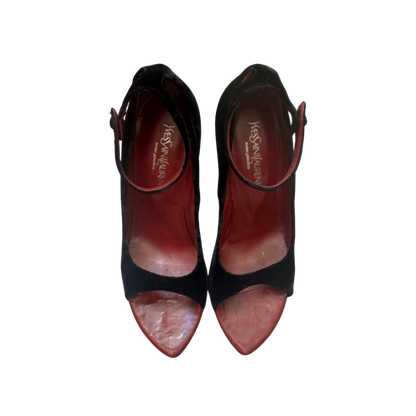 Yves Saint Laurent Black Velvet Wedges