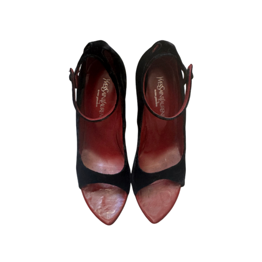 Yves Saint Laurent Black Velvet Wedges