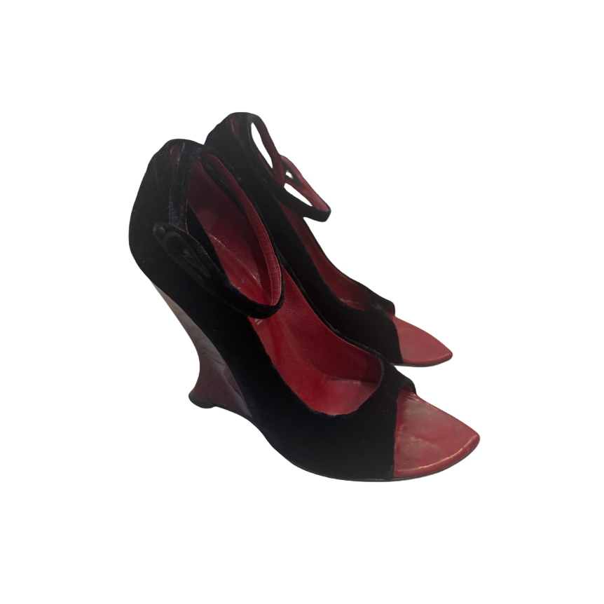 Yves Saint Laurent Black Velvet Wedges