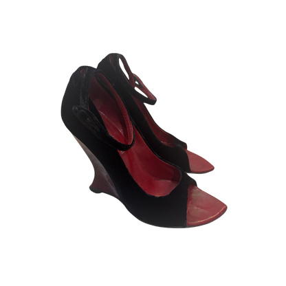Yves Saint Laurent Black Velvet Wedges