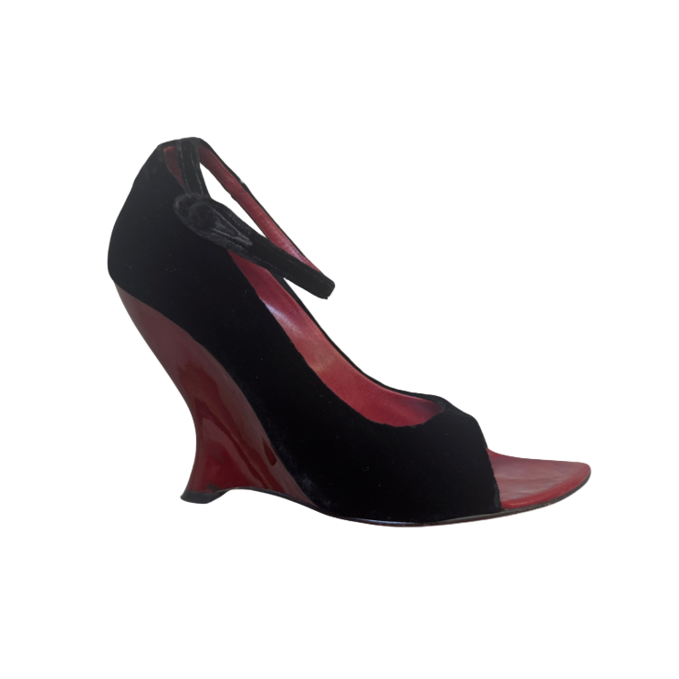 Yves Saint Laurent Black Velvet Wedges
