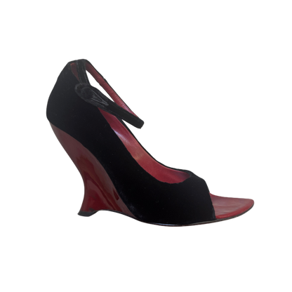 Yves Saint Laurent Black Velvet Wedges