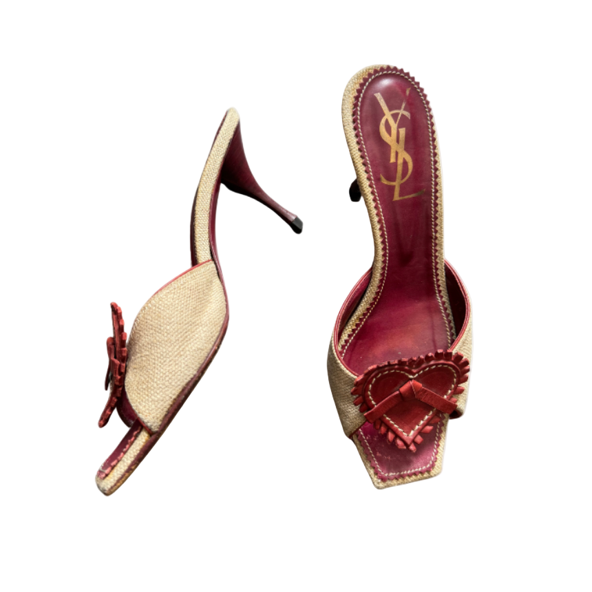 Yves Saint Laurent Red Heart Kitten Heels