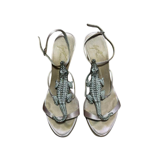 Giuseppe Zanotti Silver Crocodile Heels