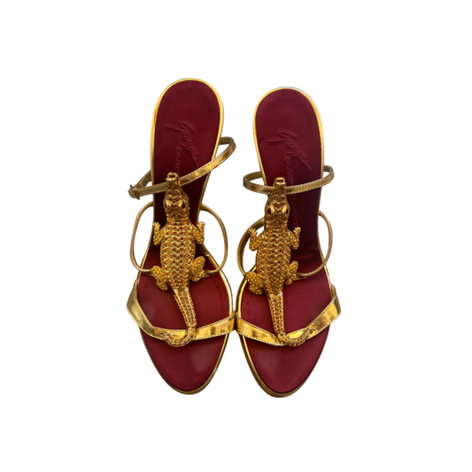 Giuseppe Zanotti Gold Crocodile Heels