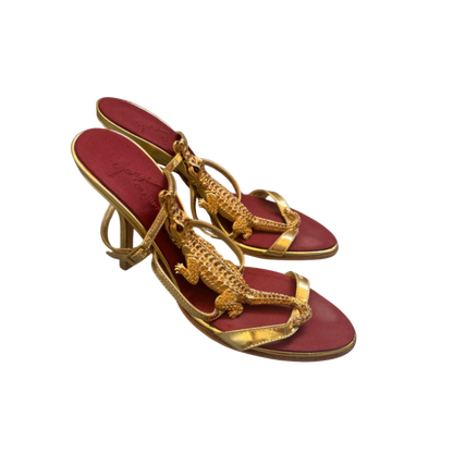Giuseppe Zanotti Gold Crocodile Heels