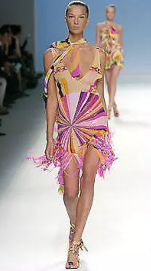 Emilio Pucci Spring Feather & Swarovski Crystal Detailed Dress