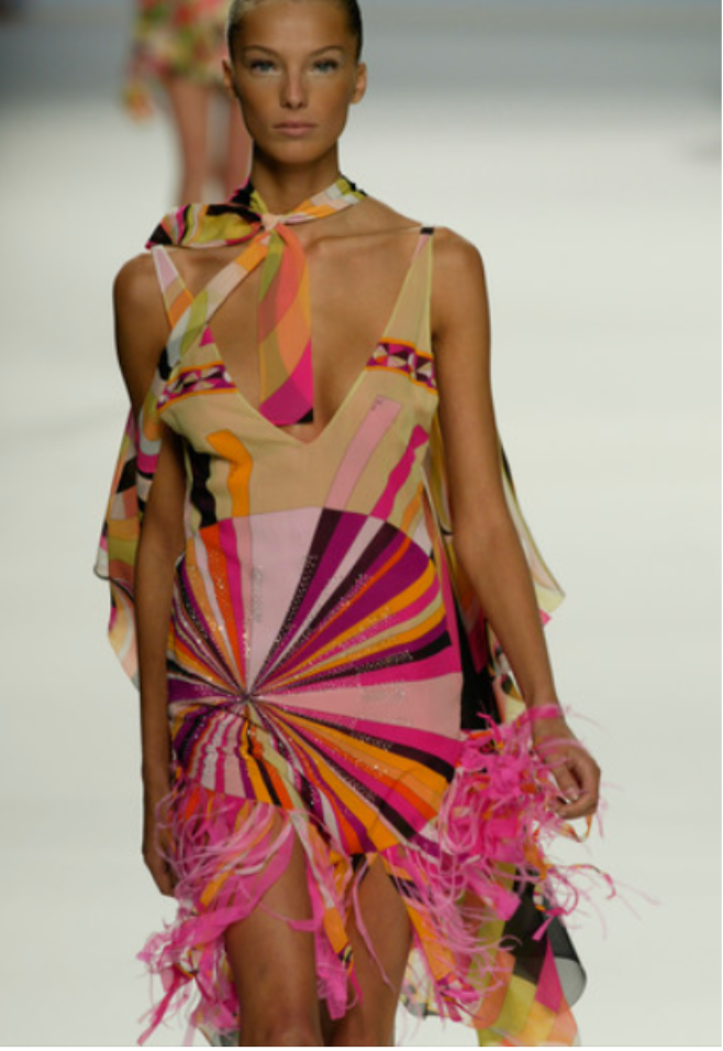 Emilio Pucci Spring Feather & Swarovski Crystal Detailed Dress