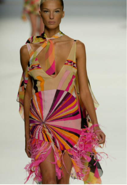 Emilio Pucci Spring Feather & Swarovski Crystal Detailed Dress