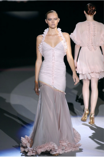 Zac Posen Ruffle Hem Halter Gown