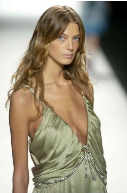 Chloé by Phoebe Philo Beaded Plunge Silk Dress