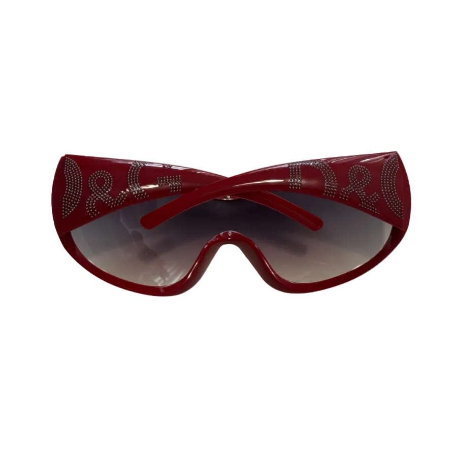 Dolce & Gabbana Red Shield Rhinestone Sunglasses