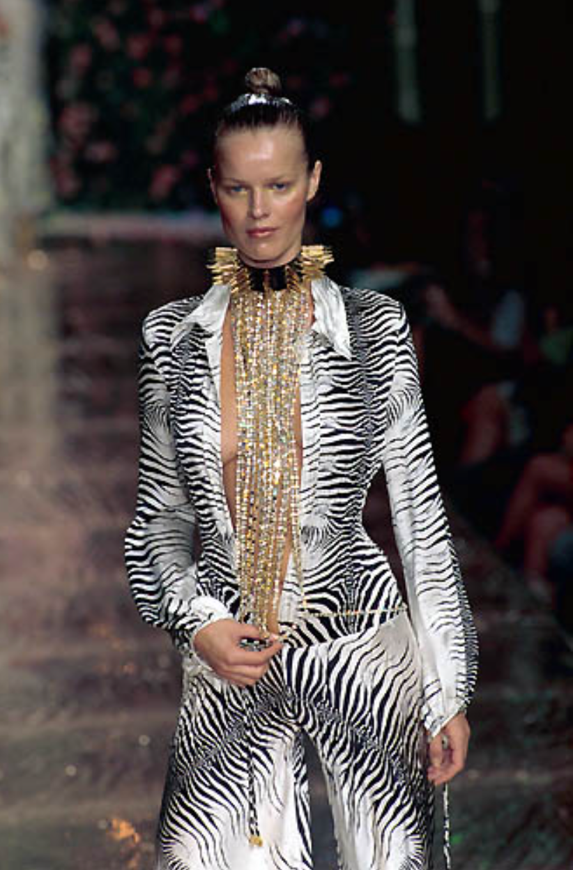 Roberto Cavalli Zebra Halter Top w/ Swarovski Crystals