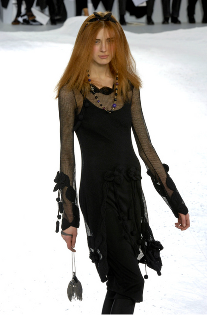 Chanel Camellia Applique Knit Dress